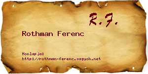 Rothman Ferenc névjegykártya